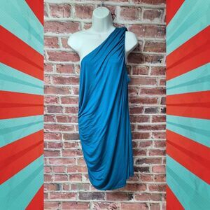 A New Day One-Shoulder Ruched Mini Dress | Women’s XXL | Teal Knee-Length